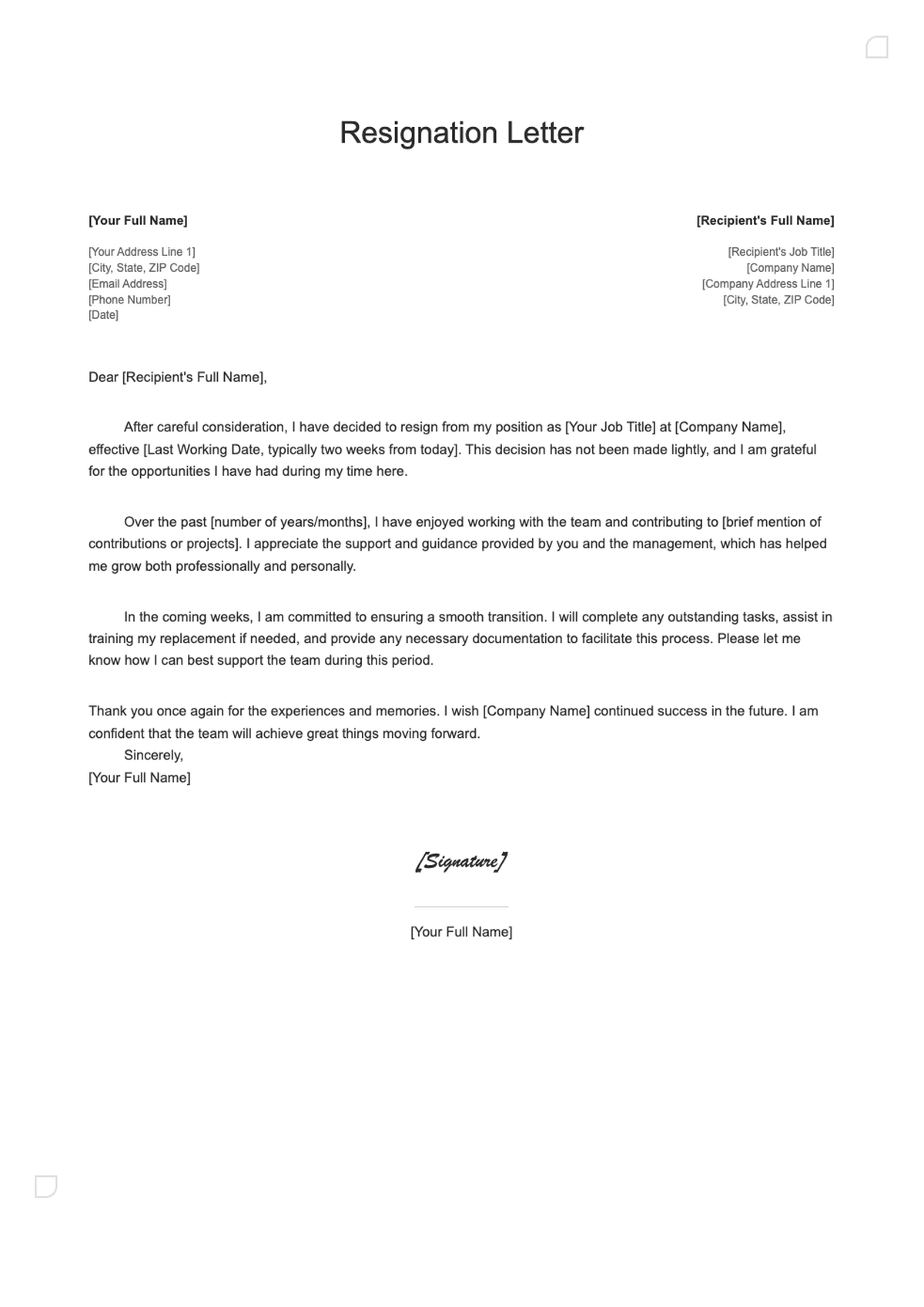Professional resignation letter with modern design and signature_variant_3